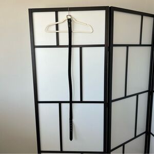 Coach Men’s Black Leather Braided Belt Silver Metal Buckle